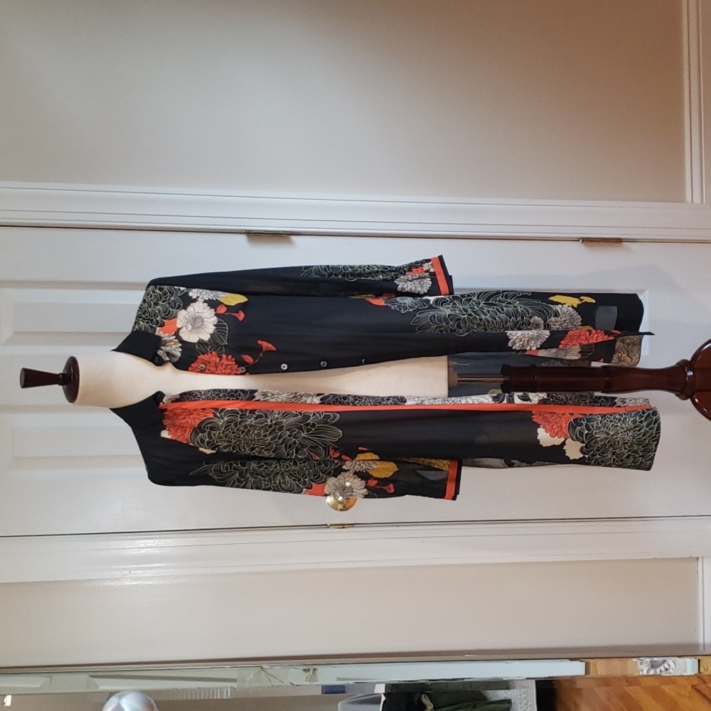 Kobi Halperin 100% Silk Black Kimono, Duster Cardigan – Size XS  – Like New